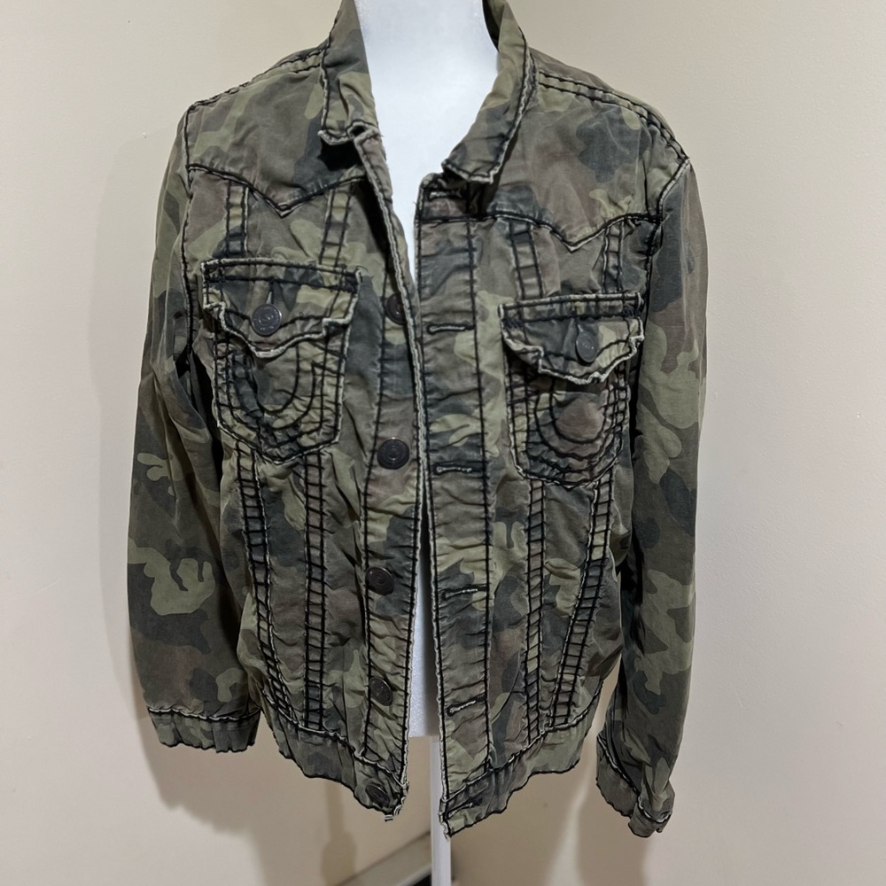 Camel Green True Religion Double stitch Jean Jacket